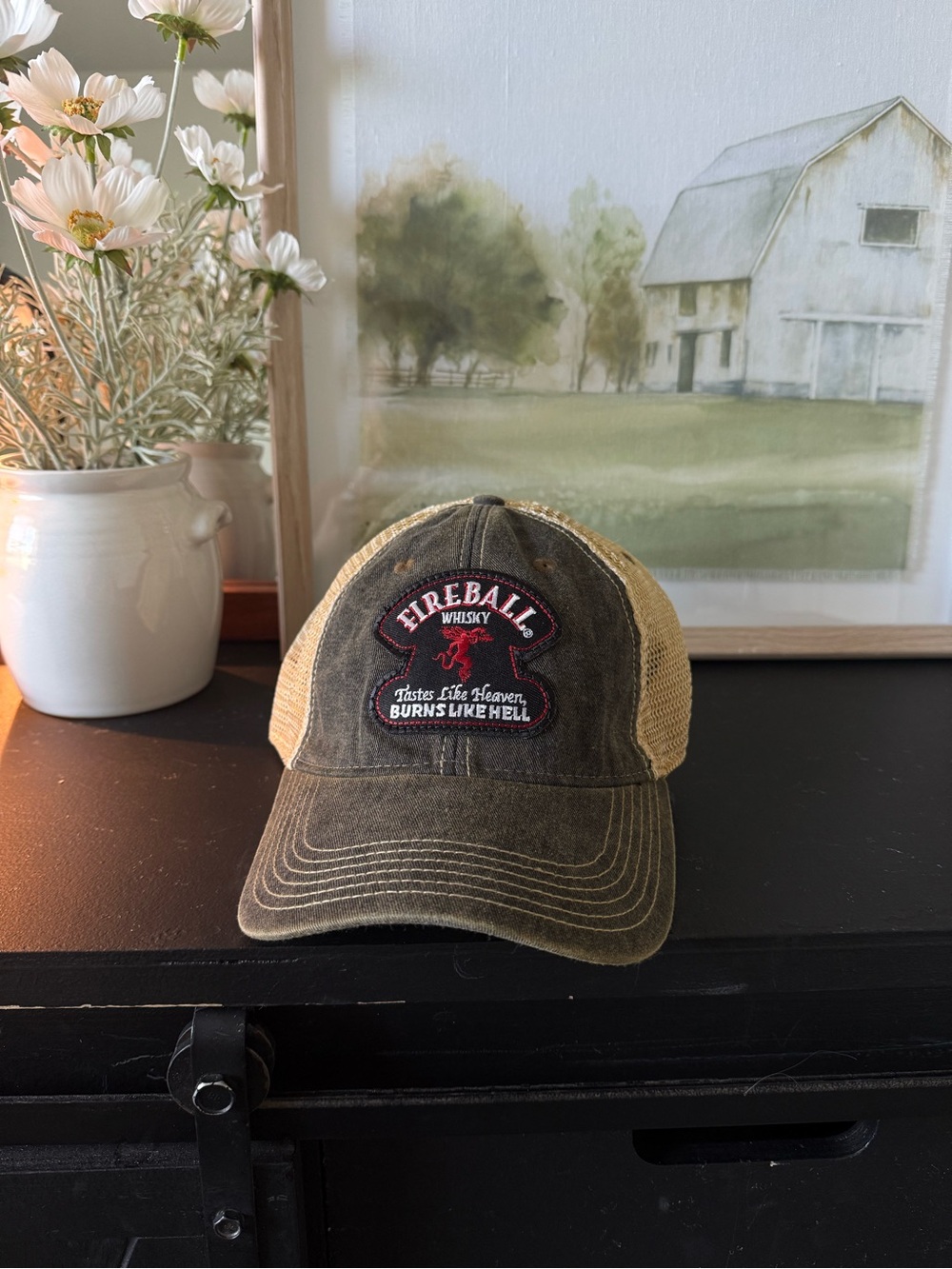 Branded Women's Trucker Hat - Olive & Tan
